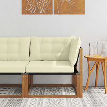 Buiten Hoek Sofa Massief Acaciahout Naturel Natuurlijk en crème