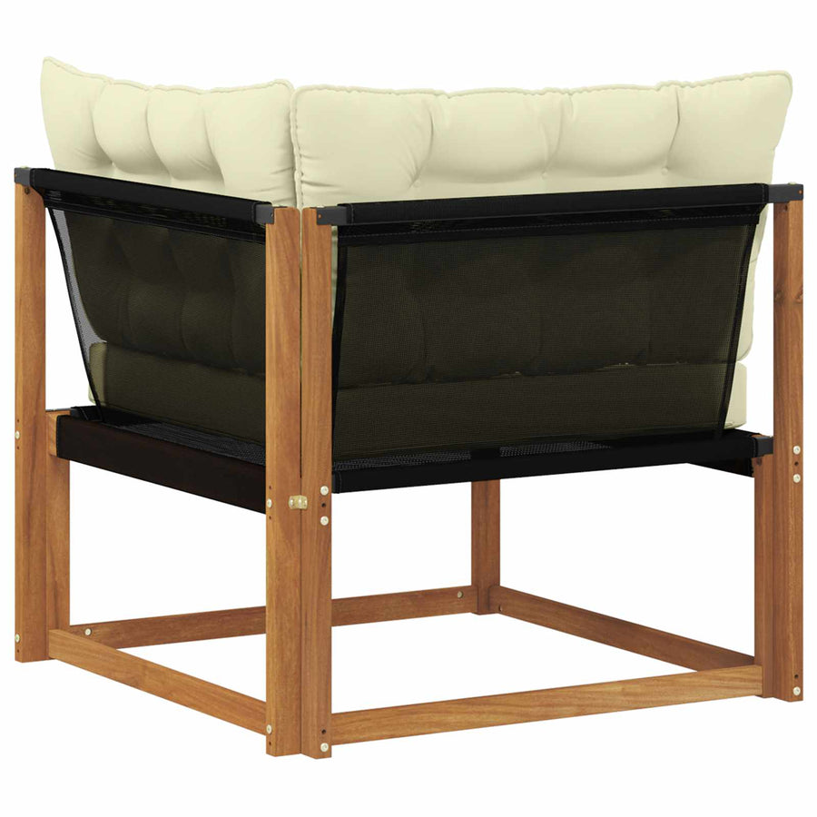 Buiten Hoek Sofa Massief Acaciahout Naturel Natuurlijk en crème