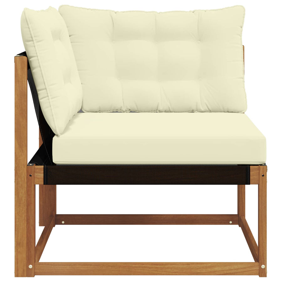 Buiten Hoek Sofa Massief Acaciahout Naturel Natuurlijk en crème