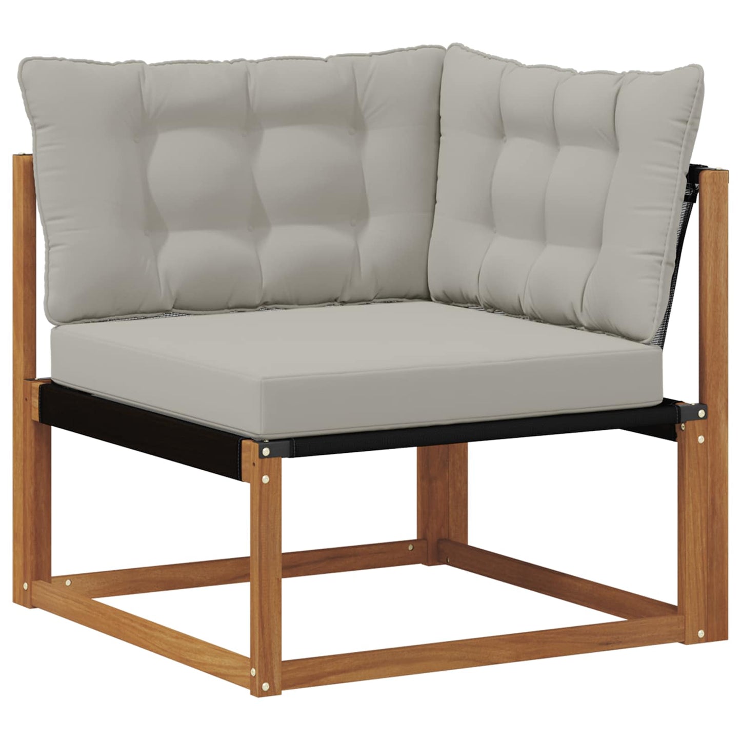 Buiten Hoek Sofa Massief Acaciahout Naturel Natuurlijk en lichtgrijs