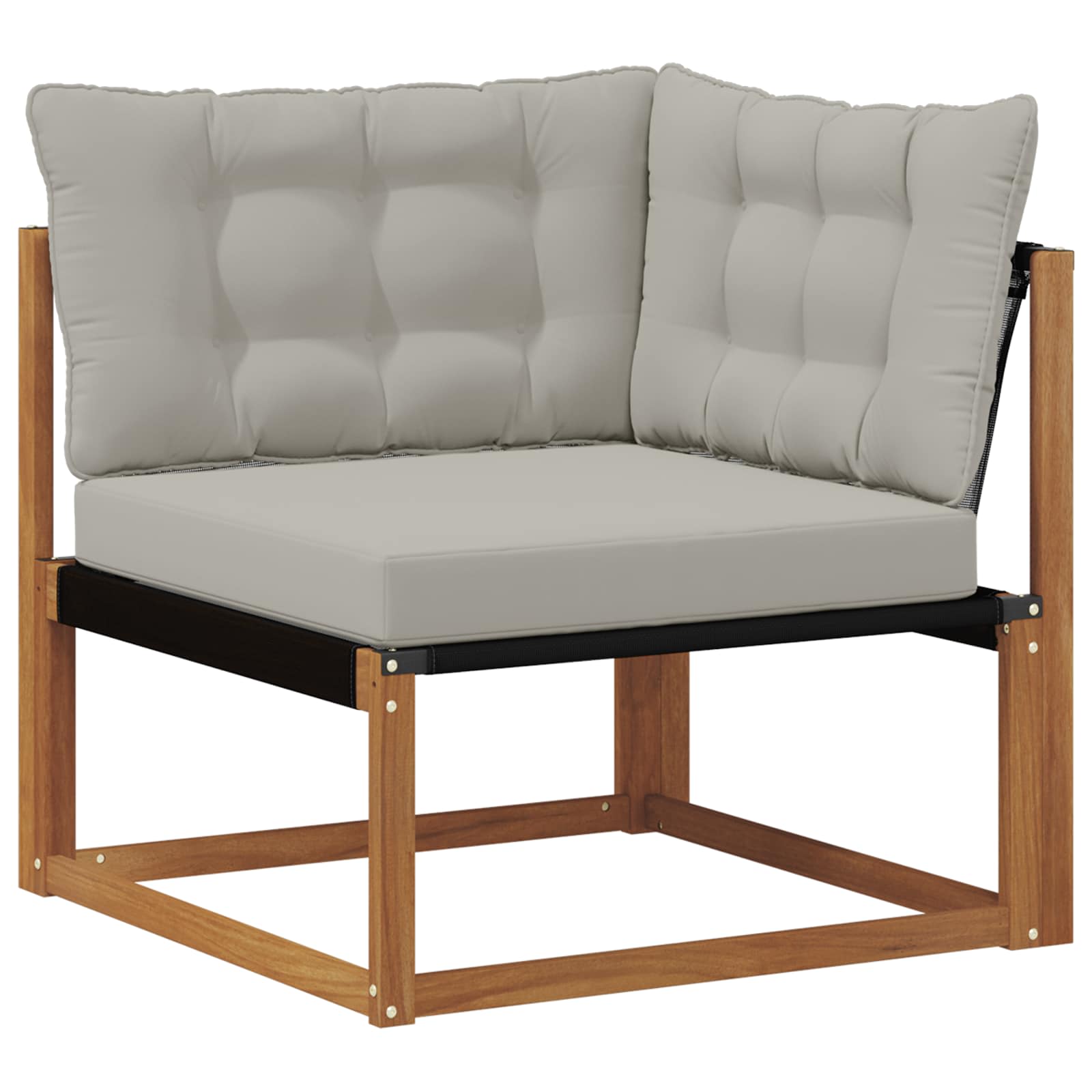 Buiten Hoek Sofa Massief Acaciahout Naturel Natuurlijk en lichtgrijs