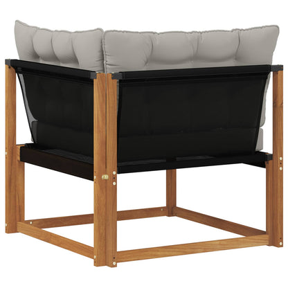 Buiten Hoek Sofa Massief Acaciahout Naturel Natuurlijk en lichtgrijs