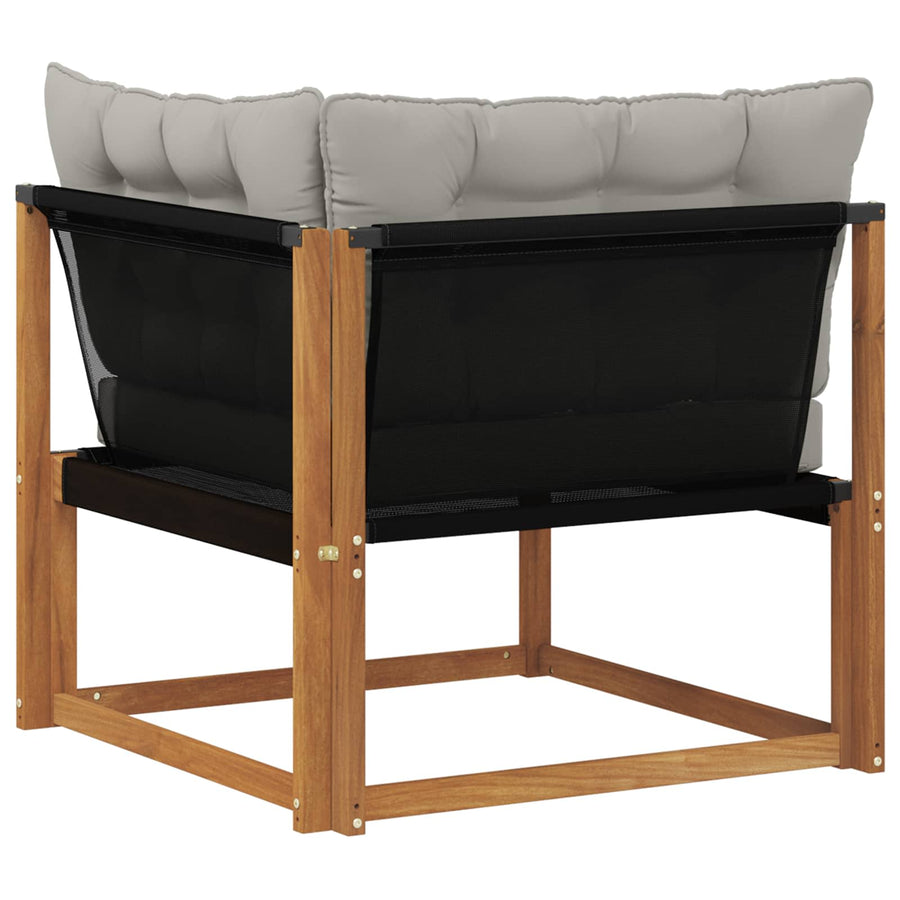 Buiten Hoek Sofa Massief Acaciahout Naturel Natuurlijk en lichtgrijs