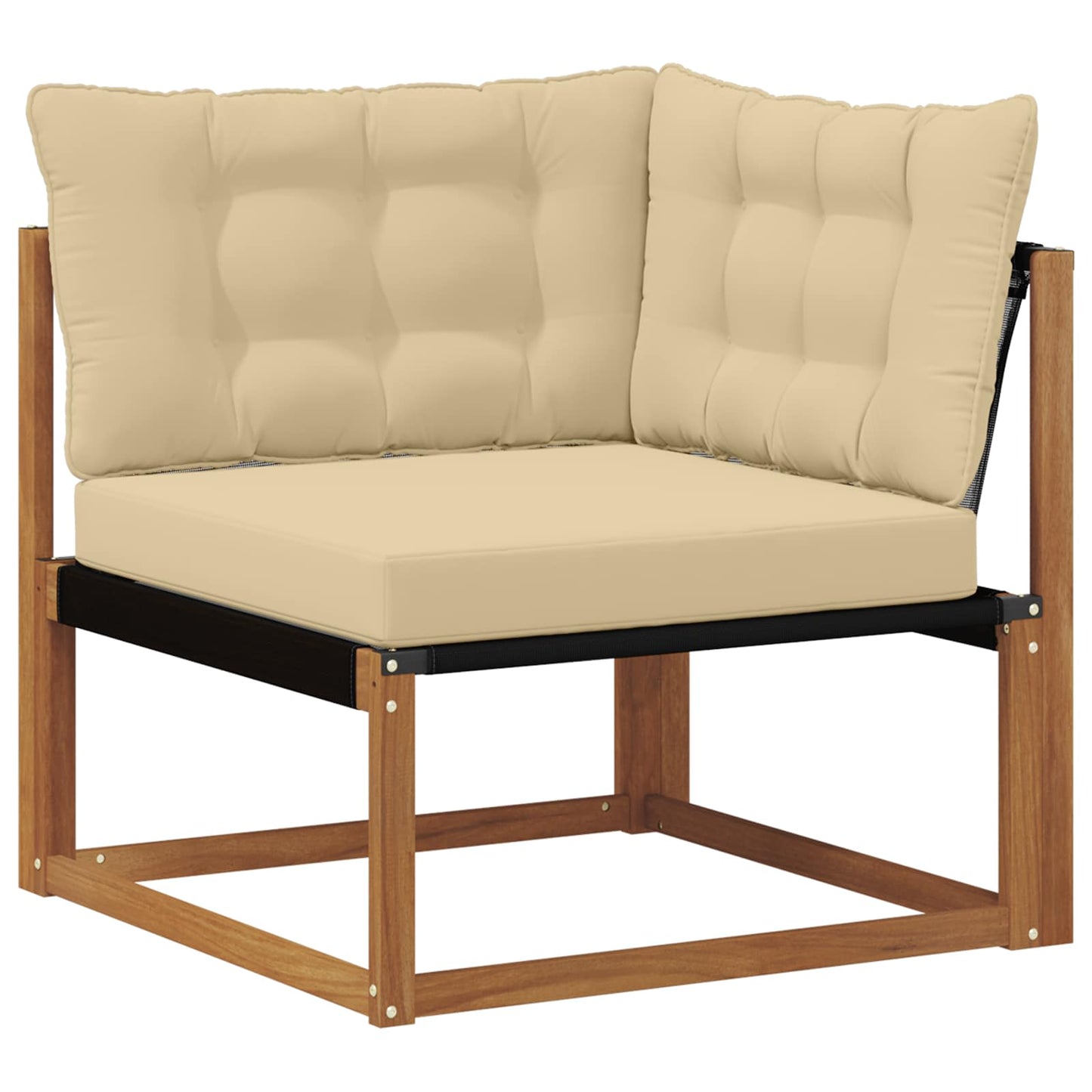 Buiten Hoek Sofa Massief Acaciahout Naturel Natuurlijk en beige
