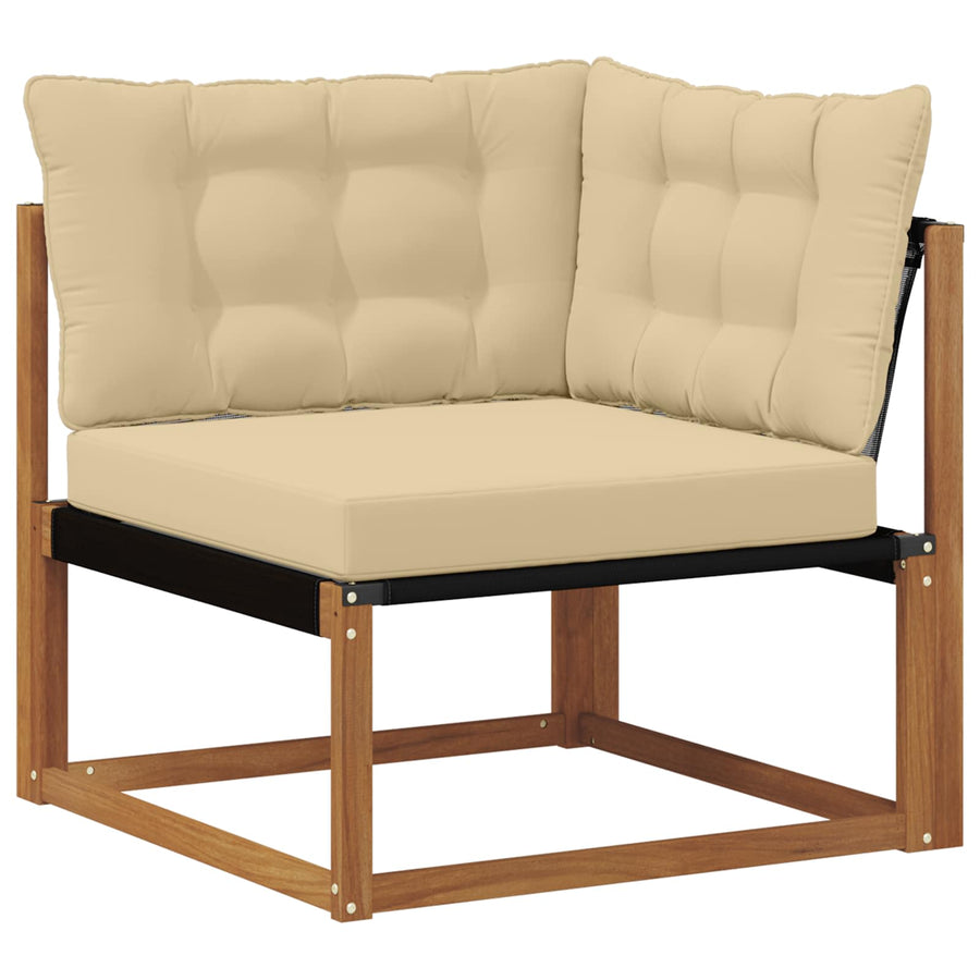 Buiten Hoek Sofa Massief Acaciahout Naturel Natuurlijk en beige