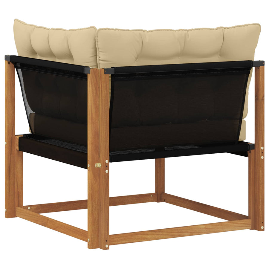 Buiten Hoek Sofa Massief Acaciahout Naturel Natuurlijk en beige