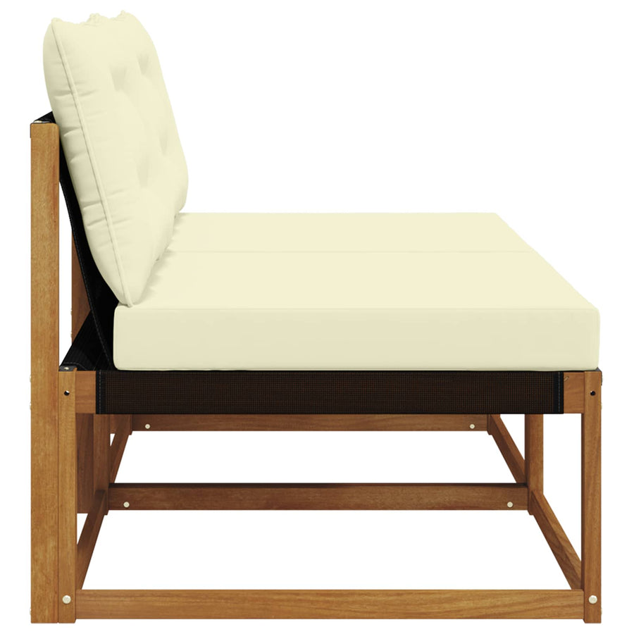 2 Stuk Buiten Midden Sofa Massief Acaciahout Naturel Natuurlijk en crème