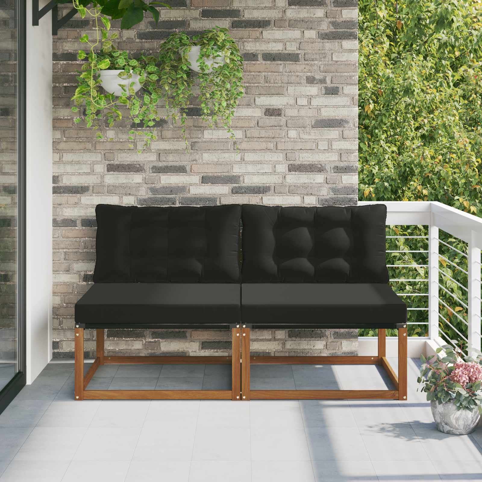 2 Stuk Buiten Midden Sofa Massief Acaciahout Naturel