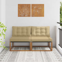 2 Stuk Buiten Midden Sofa Massief Acaciahout Naturel Natuurlijk en beige