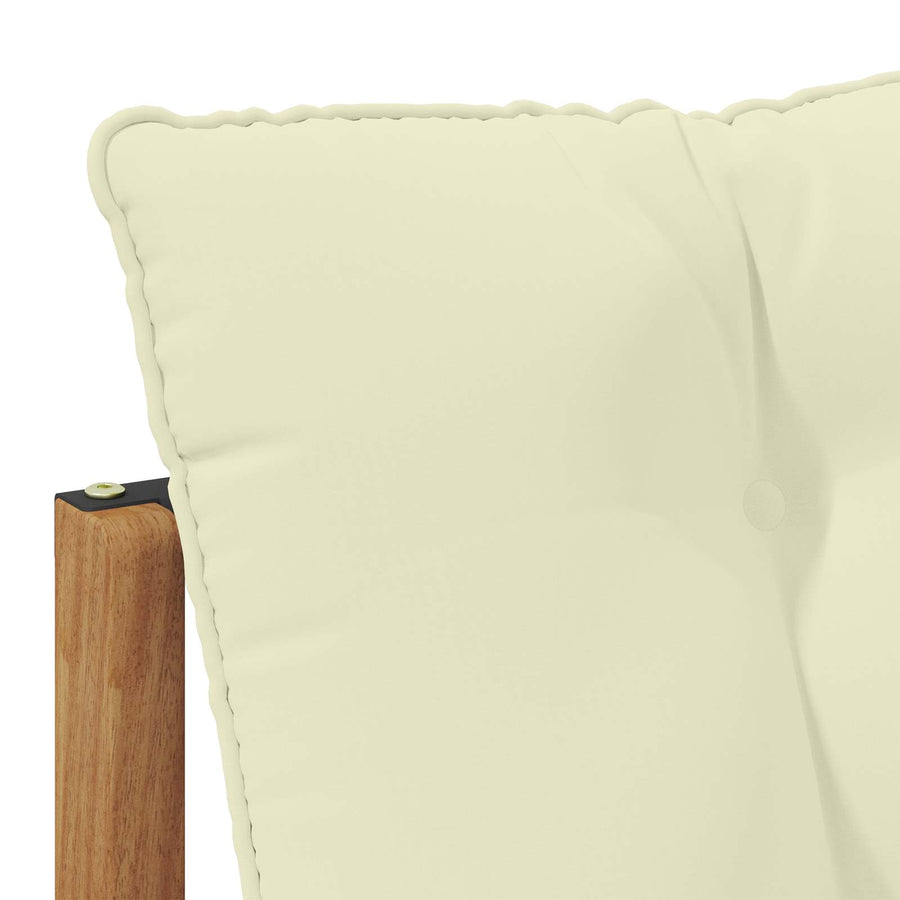 3 Stuk Buiten Midden Sofa Massief Acaciahout Naturel Natuurlijk en crème