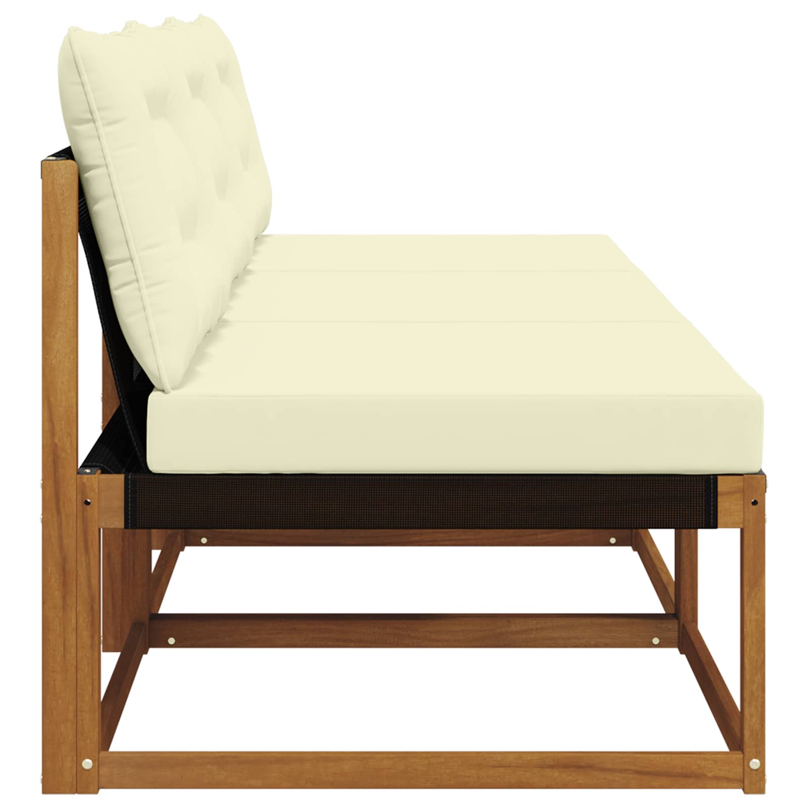 3 Stuk Buiten Midden Sofa Massief Acaciahout Naturel Natuurlijk en crème