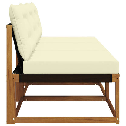 3 Stuk Buiten Midden Sofa Massief Acaciahout Naturel Natuurlijk en crème