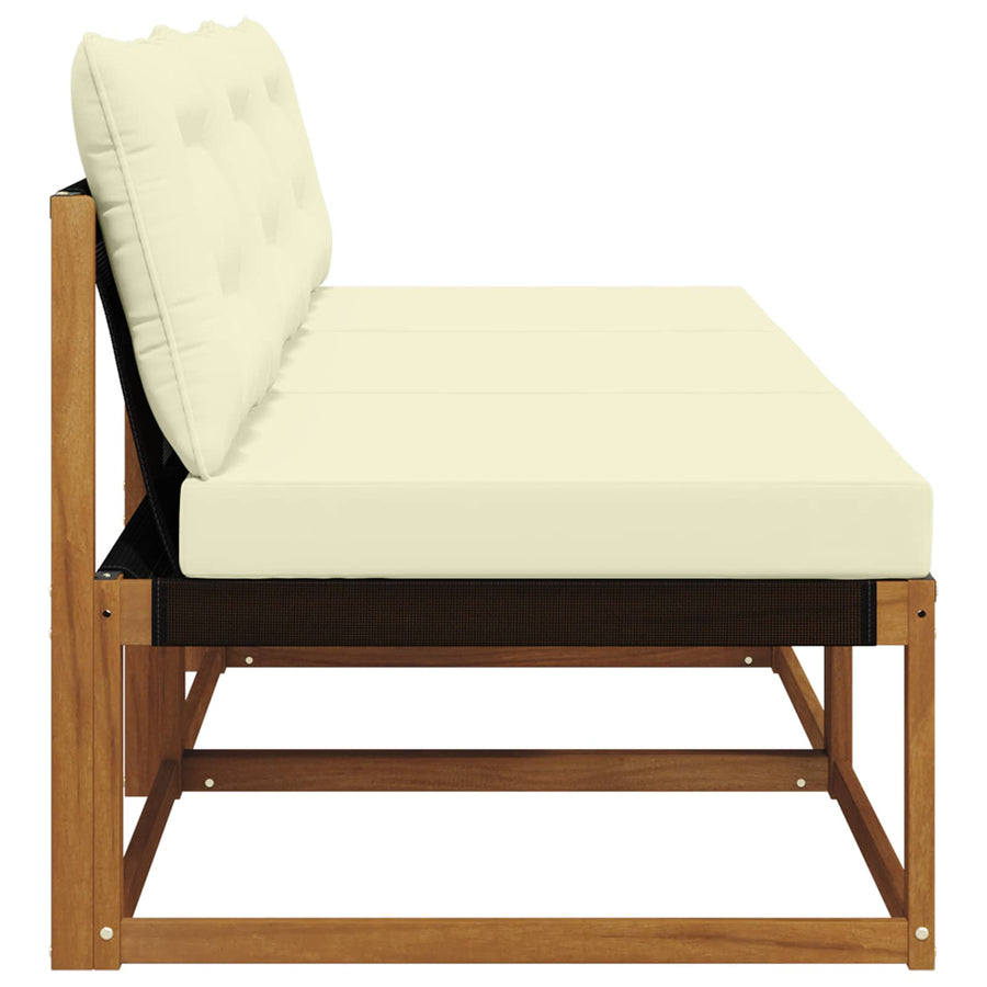 3 Stuk Buiten Midden Sofa Massief Acaciahout Naturel Natuurlijk en crème