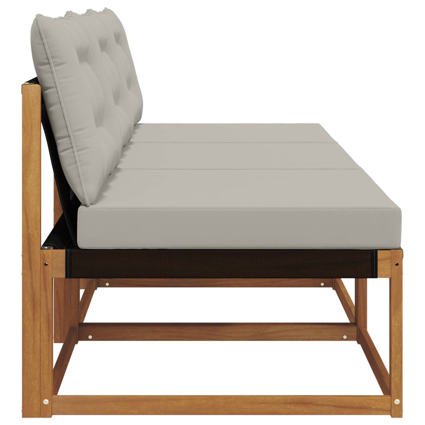 3 Stuk Buiten Midden Sofa Massief Acaciahout Naturel Natuurlijk en lichtgrijs