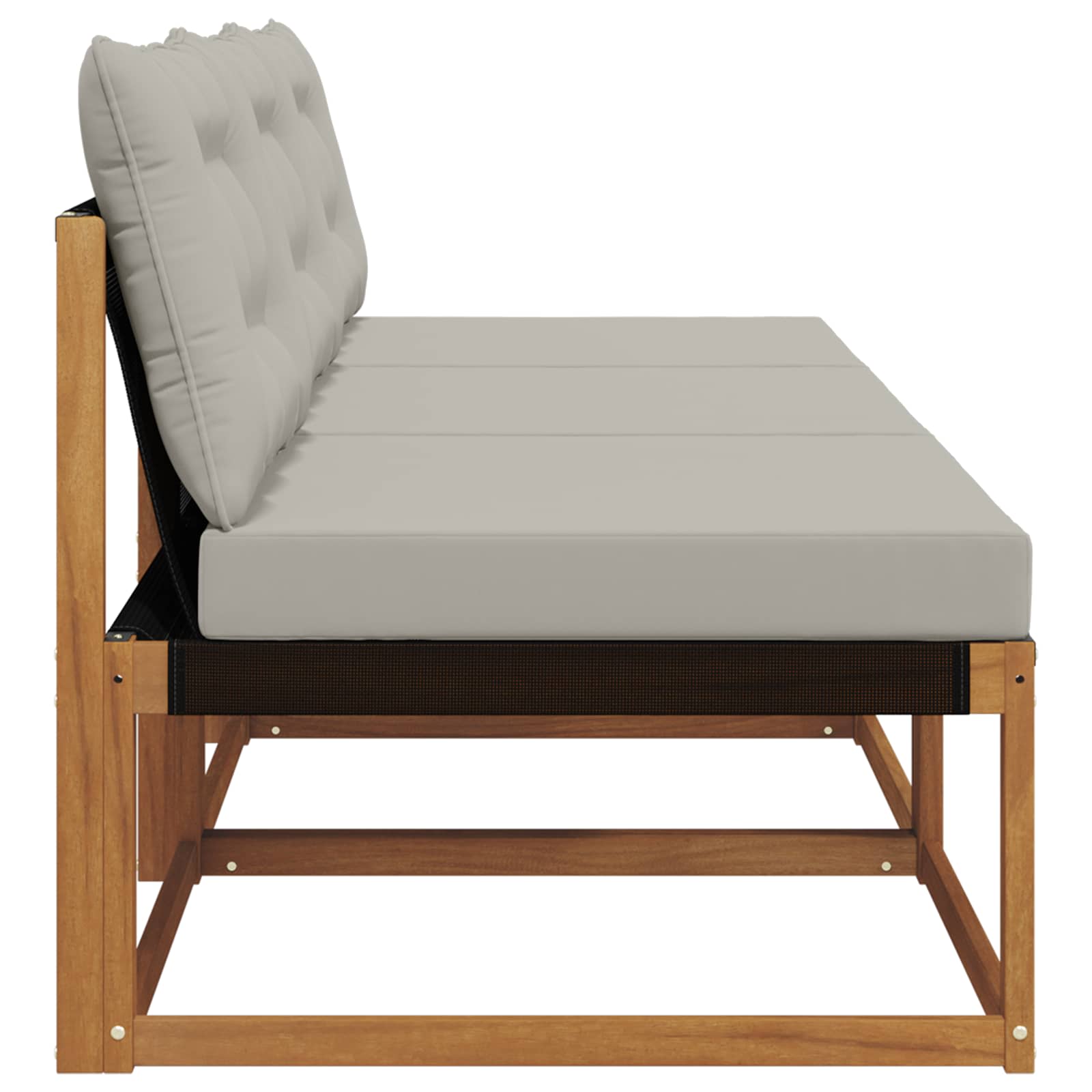 3 Stuk Buiten Midden Sofa Massief Acaciahout Naturel Natuurlijk en lichtgrijs