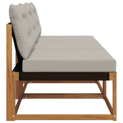 3 Stuk Buiten Midden Sofa Massief Acaciahout Naturel Natuurlijk en lichtgrijs