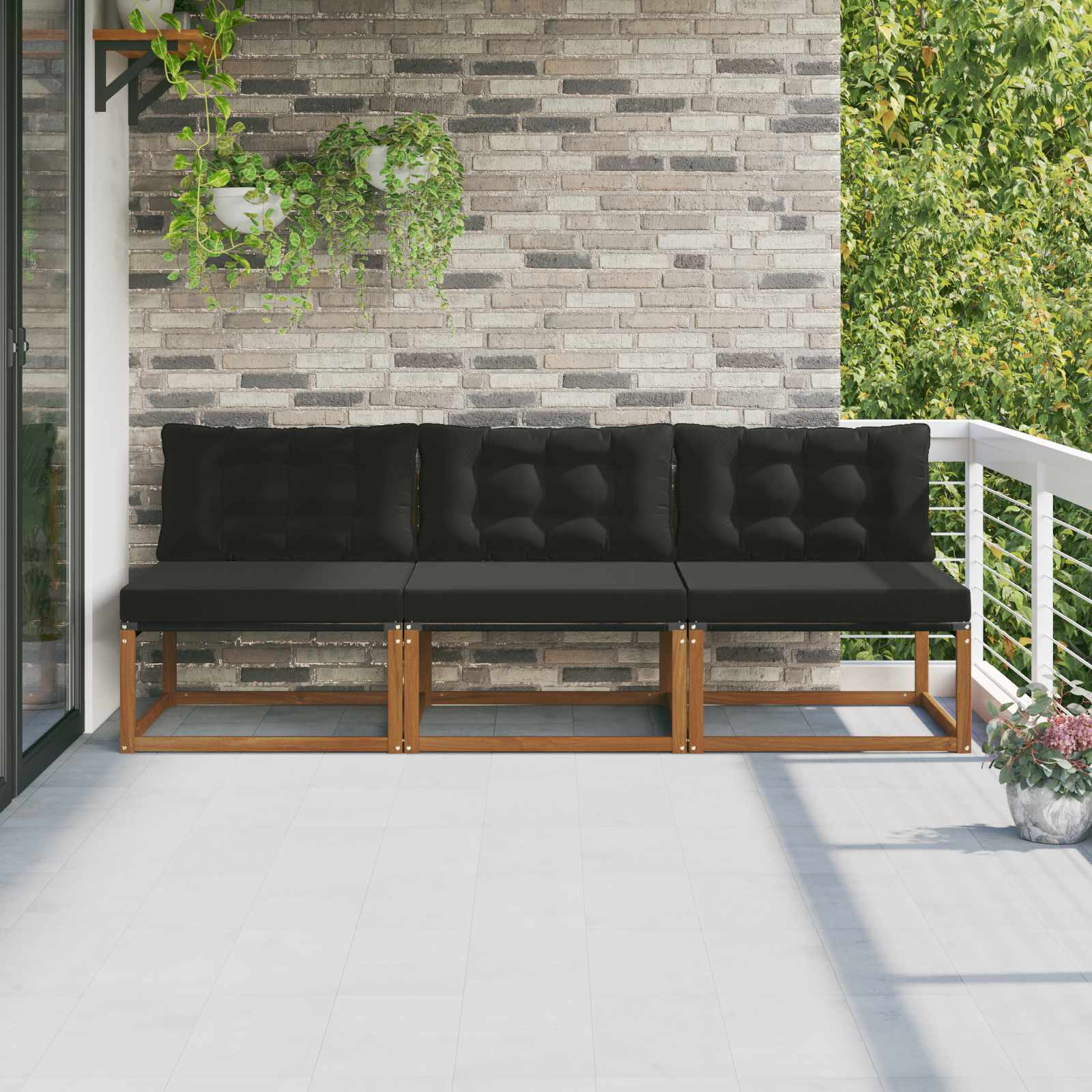 3 Stuk Buiten Midden Sofa Massief Acaciahout Naturel