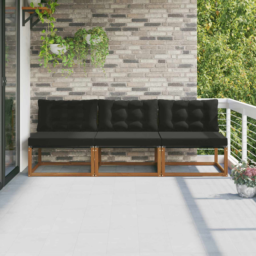 3 Stuk Buiten Midden Sofa Massief Acaciahout Naturel