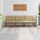 3 Piece Outdoor Center Sofa Solid Acacia Wood Natural and Beige