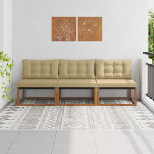 3 Stuk Buiten Midden Sofa Massief Acaciahout Naturel Natuurlijk en beige