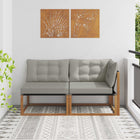 Outdoor Middle and Corner Sectional Sofa 2 Piece Natural Solid Acacia Wood