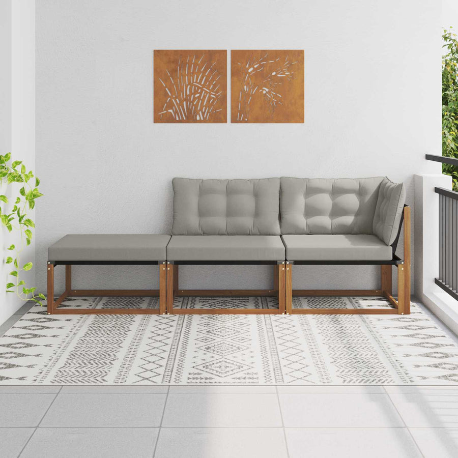Sectie Sofa Eenheden met kussen 3 Stuk Naturel en lichtgrijs