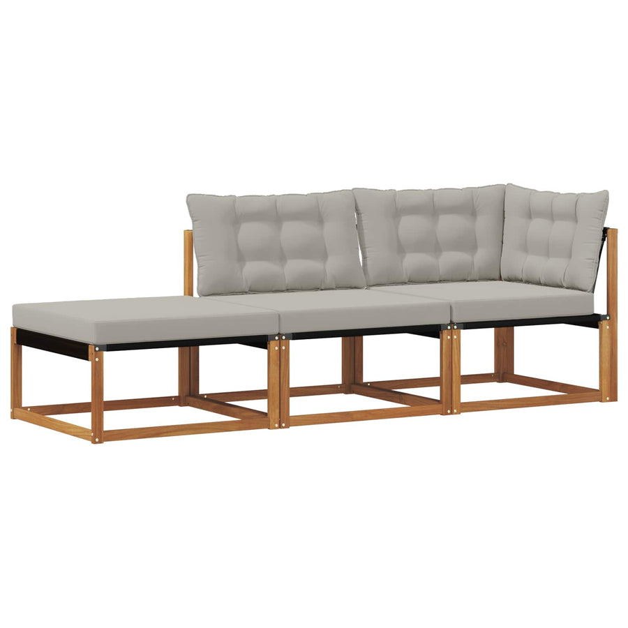 Sectie Sofa Eenheden met kussen 3 Stuk Naturel en lichtgrijs