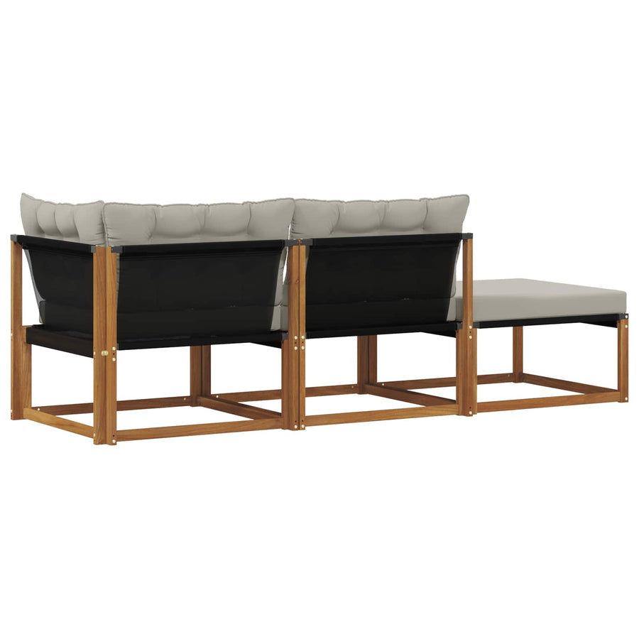 Sectie Sofa Eenheden met kussen 3 Stuk Naturel en lichtgrijs
