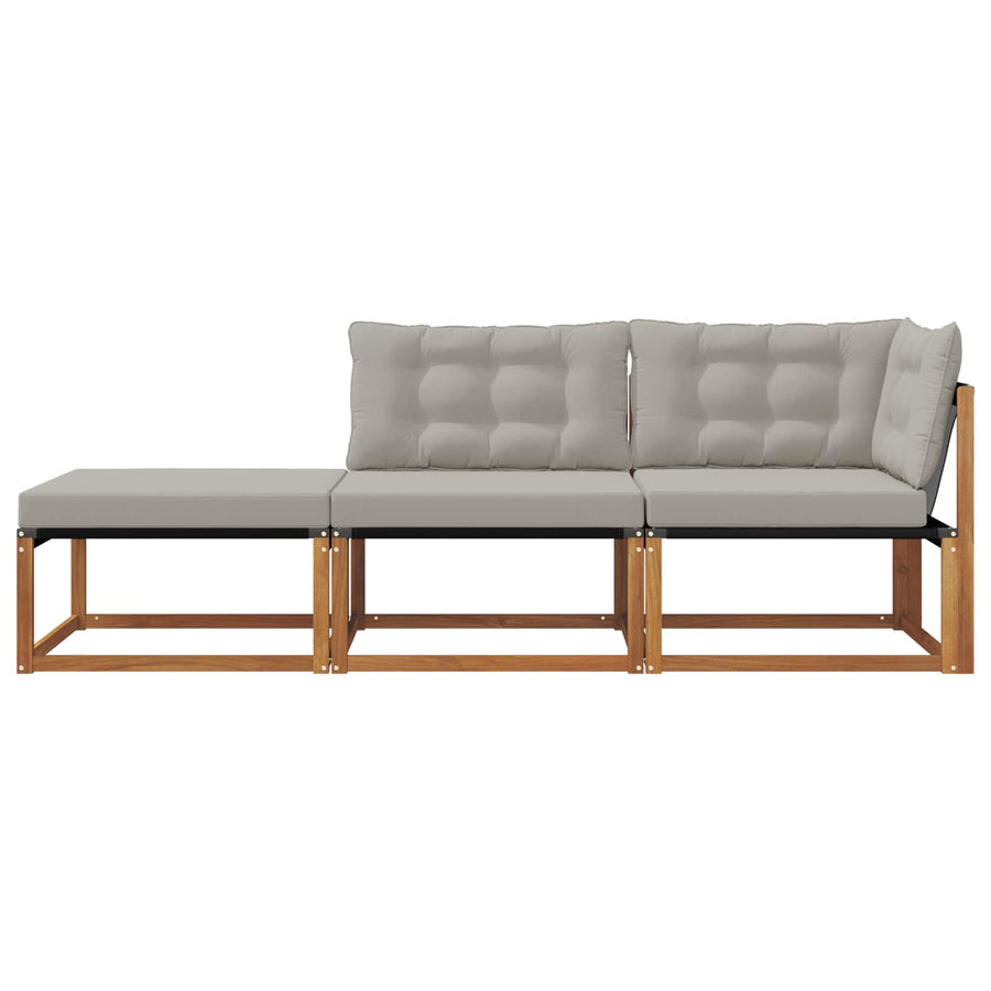 Sectie Sofa Eenheden met kussen 3 Stuk Naturel en lichtgrijs