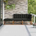 Garden Sectional Sofa Units 3 Piece Natural Solid Acacia Wood