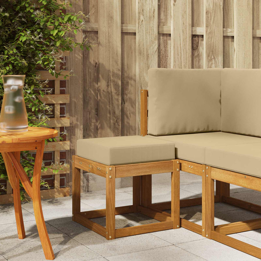 Buitenstoolbank Massief Acaciahout Naturel Natuurlijk en beige
