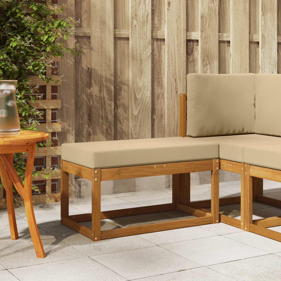 Buitenstoolbank Massief Acaciahout Naturel Natuurlijk en beige