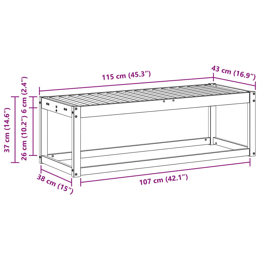 Buitenstoolbank Naturel 115 x 43 x 37 cm Massief Acaciahout