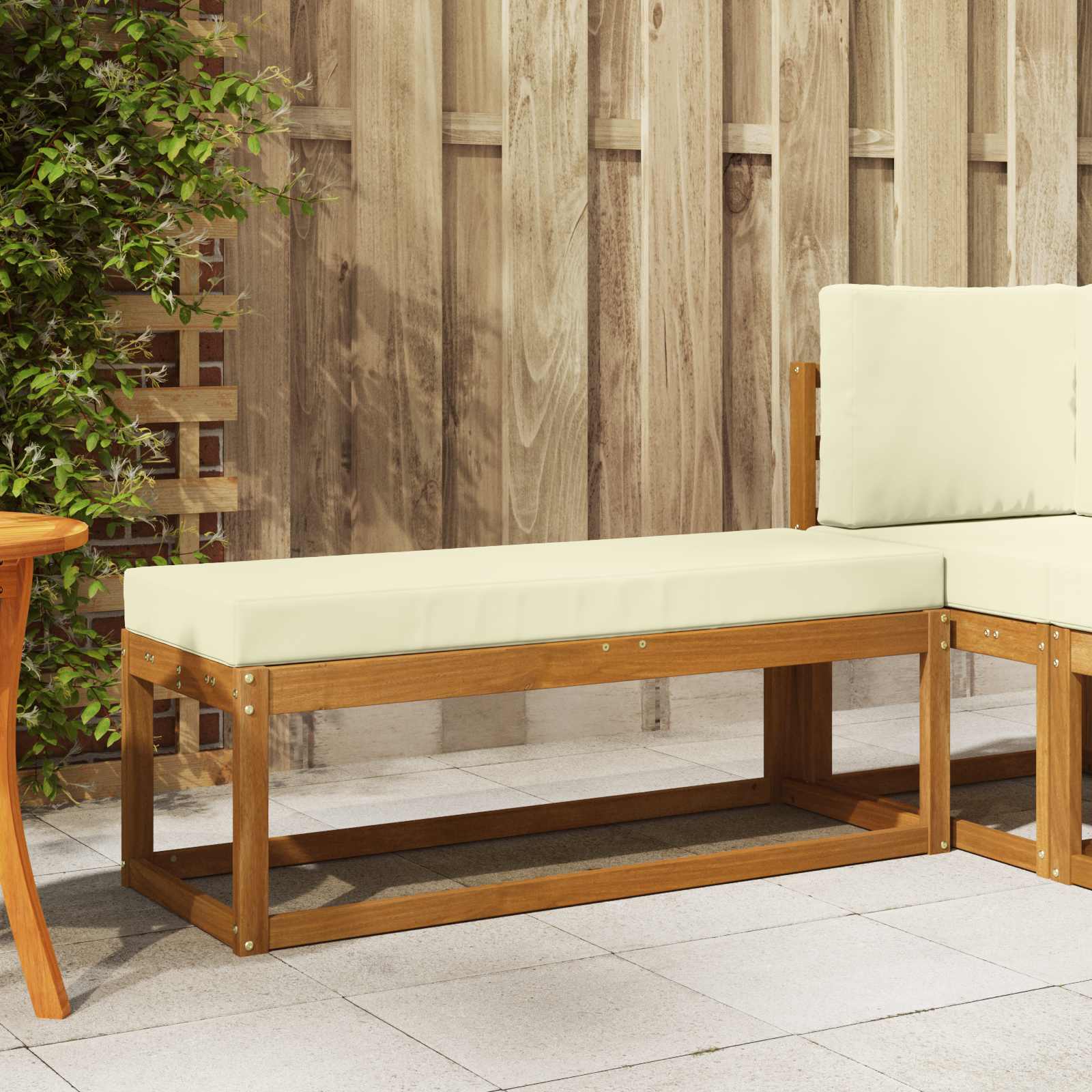 Buiten Krukbank met kussen Natuurlijk en Crème 115 x 43 x 45 cm