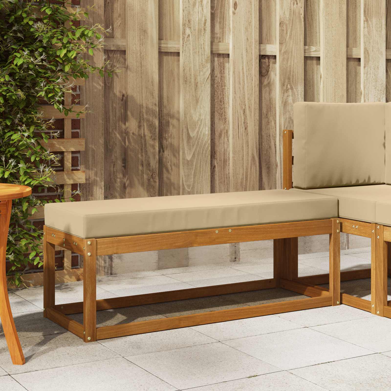 Buitenstoelbank Massief Acaciahout Naturel Natuurlijk en beige