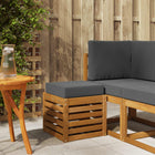 Stool 2 Piece Natural and Anthracite Solid Acacia Wood