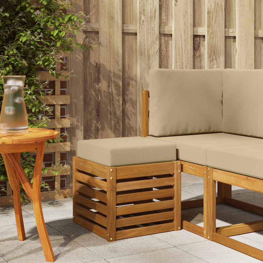 Buitenstoolbank Massief Acaciahout Naturel Natuurlijk en beige