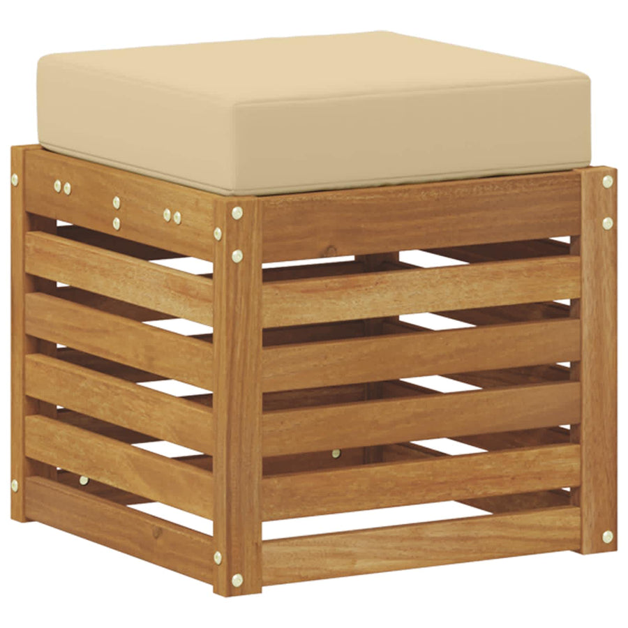 Buitenstoolbank Massief Acaciahout Naturel Natuurlijk en beige