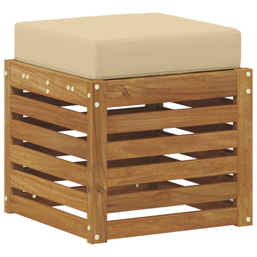 Buitenstoolbank Massief Acaciahout Naturel Natuurlijk en beige