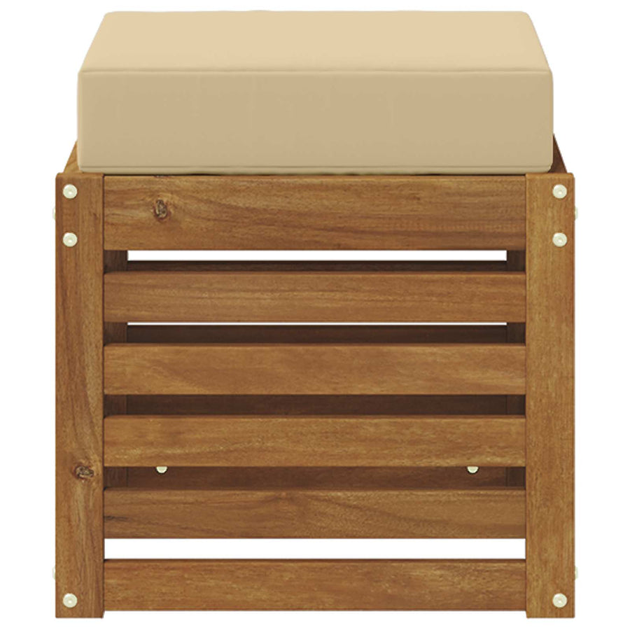 Buitenstoolbank Massief Acaciahout Naturel Natuurlijk en beige
