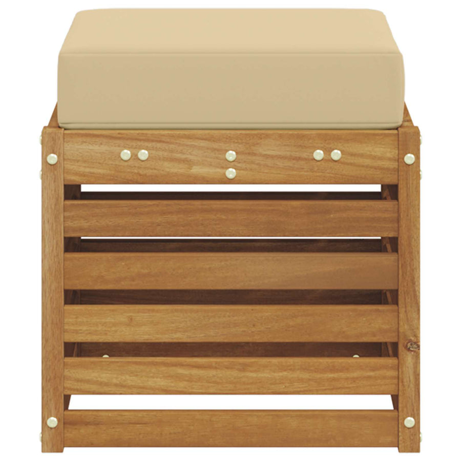 Buitenstoolbank Massief Acaciahout Naturel Natuurlijk en beige