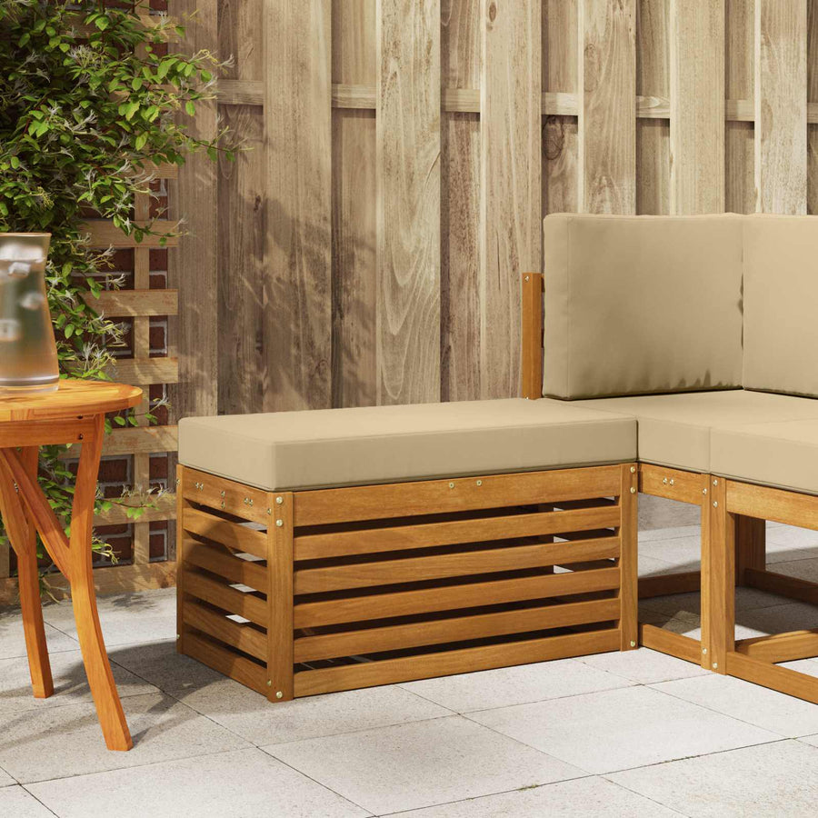 Buitenstoolbank Massief Acaciahout Naturel Natuurlijk en beige