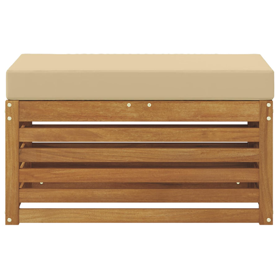 Buitenstoolbank Massief Acaciahout Naturel Natuurlijk en beige