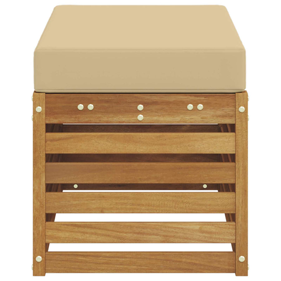 Buitenstoolbank Massief Acaciahout Naturel Natuurlijk en beige
