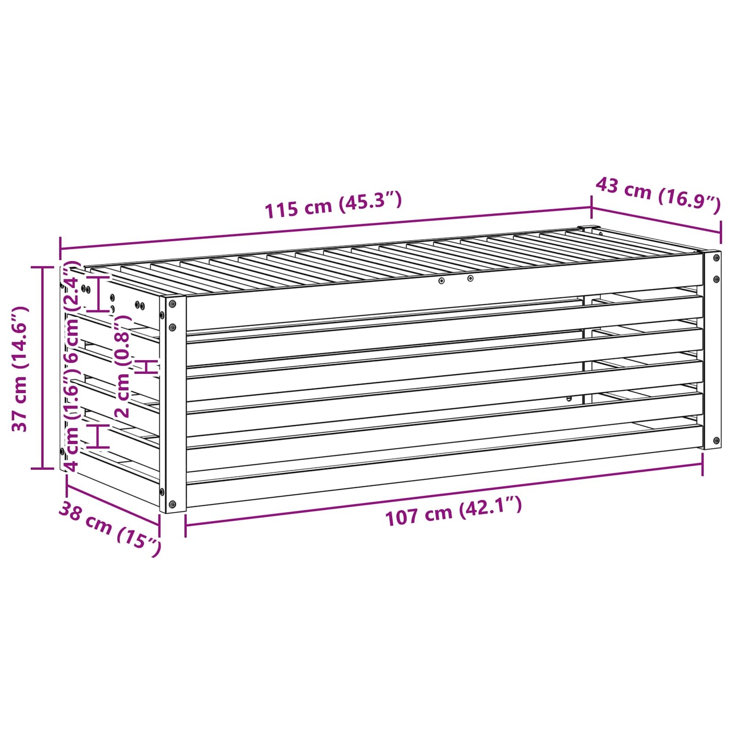 Buitenstoolbank Naturel 115 x 43 x 37 cm Massief Acaciahout
