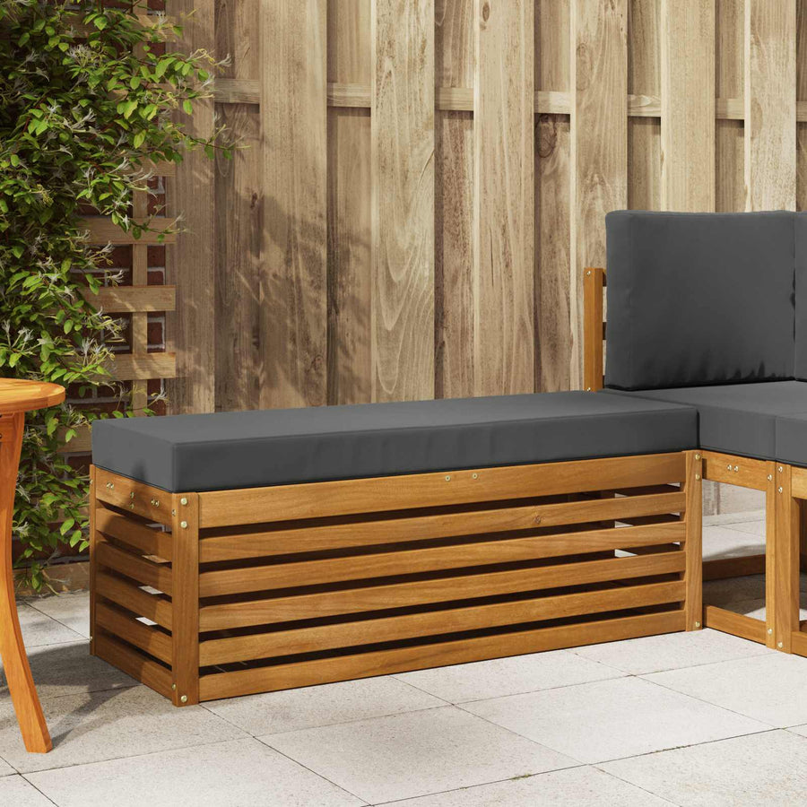 Stoelbank met kussen Natuurlijk en Antraciet 115 x 43 x 37 cm