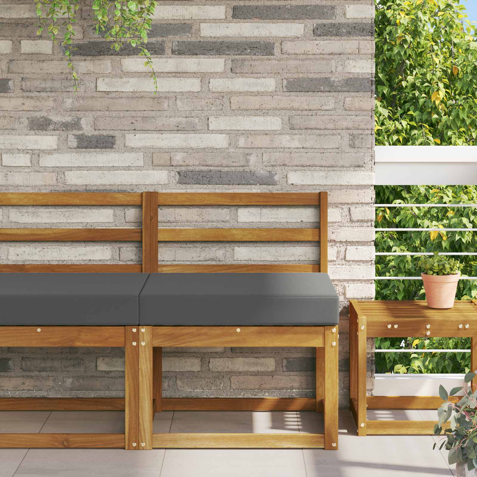 Buiten bankkussen Antraciet 60 x 60 x 8 cm Polyester