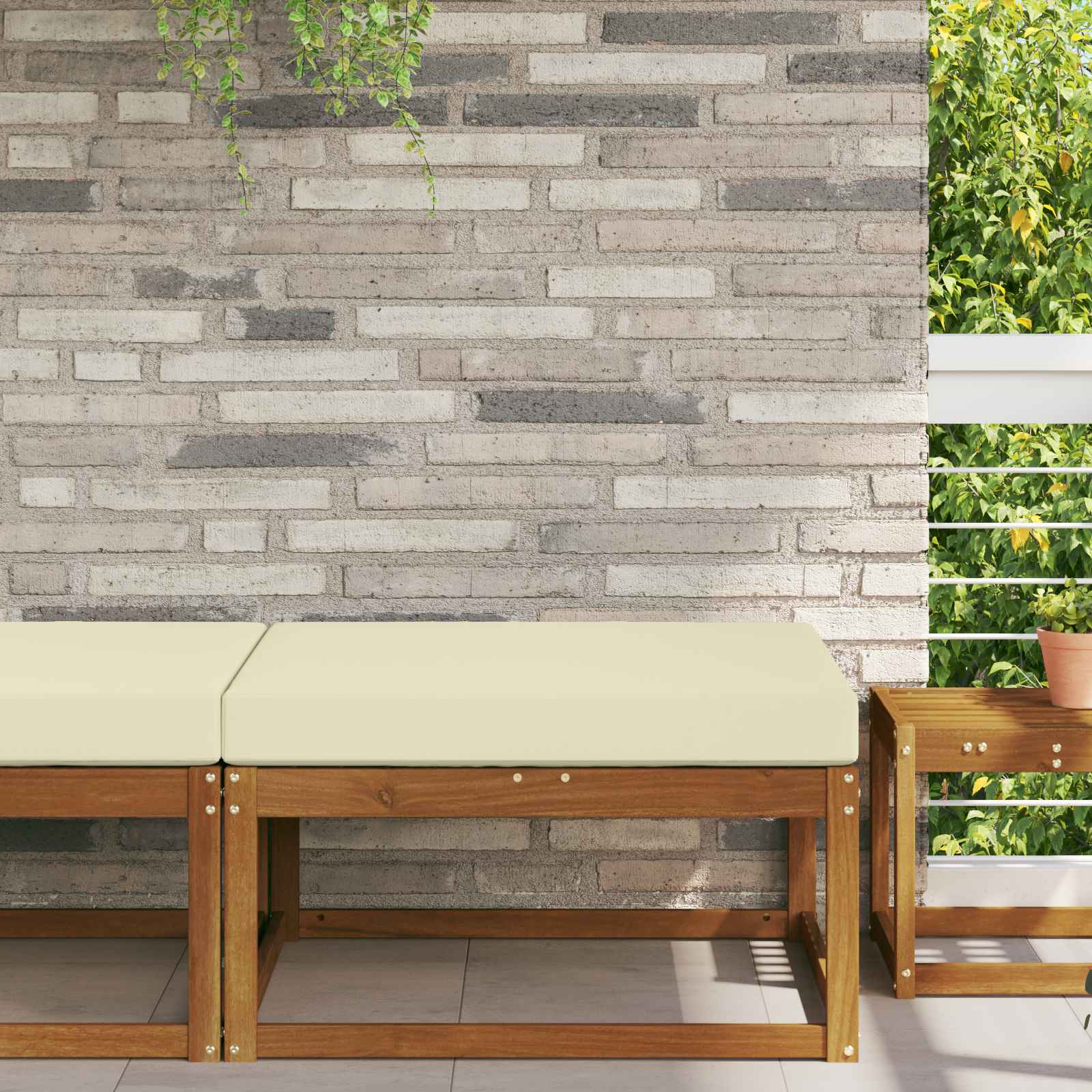 Buiten bankkussen Crème 80 x 80 x 8 cm Polyester