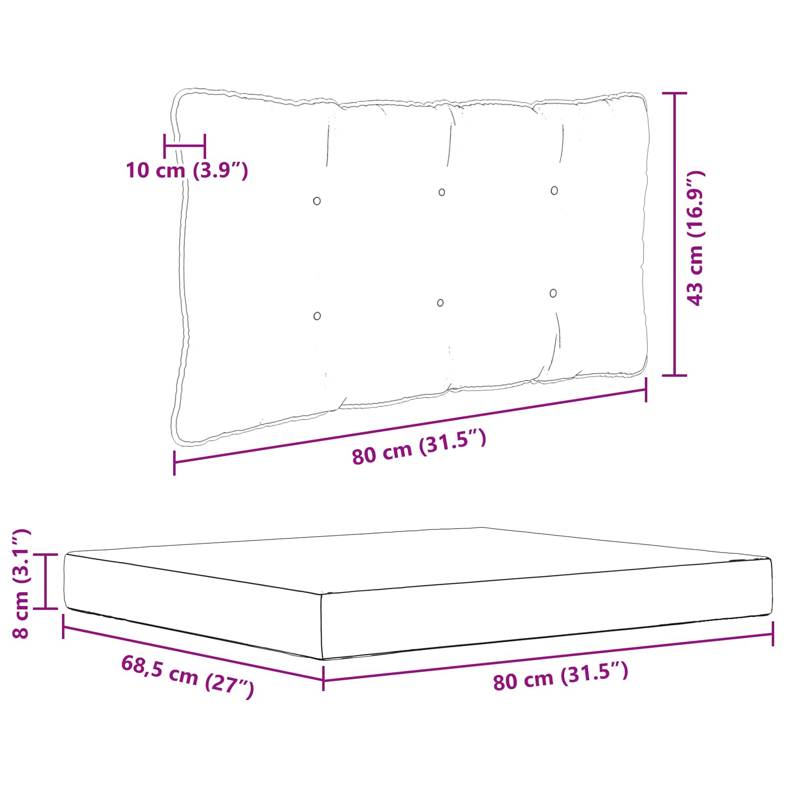 Buiten bankkussen 2 pcs Beige Polyester