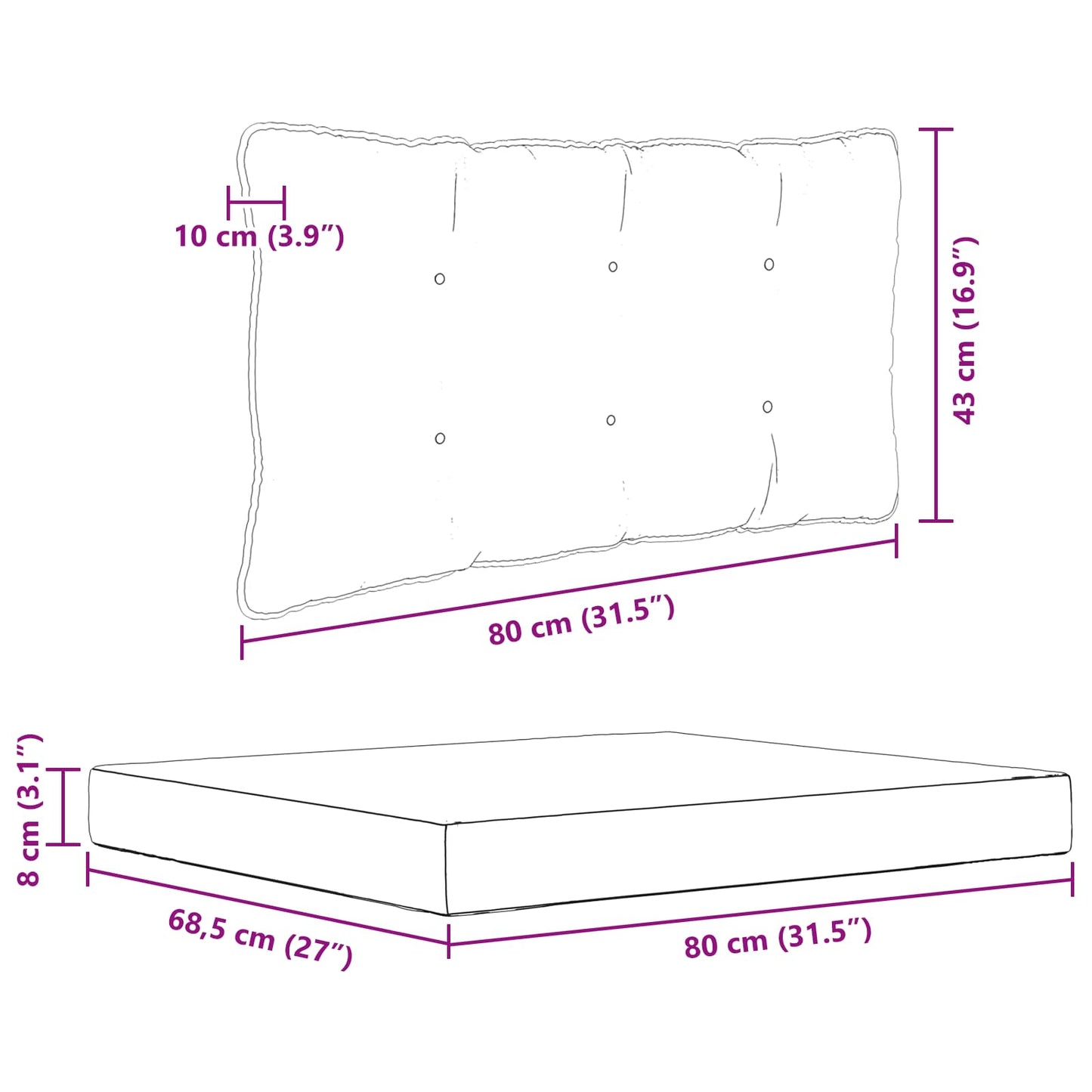 Buiten bankkussen 2 pcs Wijnrood Polyester